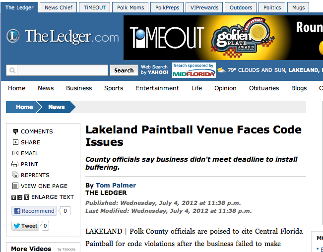 Lakeland Paintball Venue Faces Code Issues