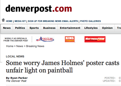 Some worry James Holmes’ poster casts unfair light on paintball