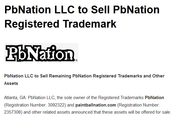 Breaking News: PbNation Registered Trademark for Sale