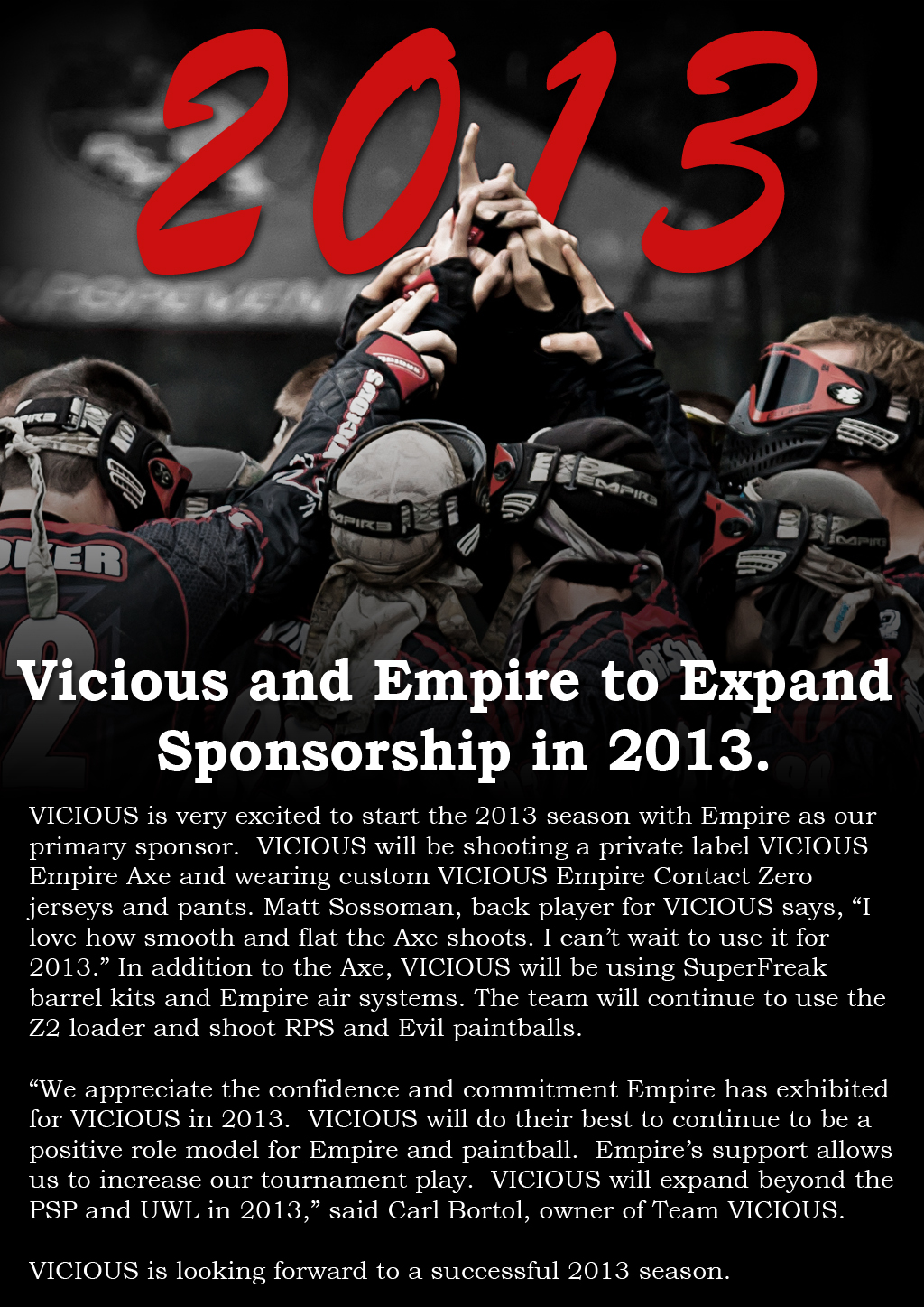 Team VICIOUS to shoot Empire AXE Marker in 2013