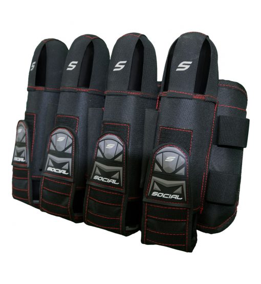 Social Paintball Grit Pack Harness 4 + 7 Black Red Front