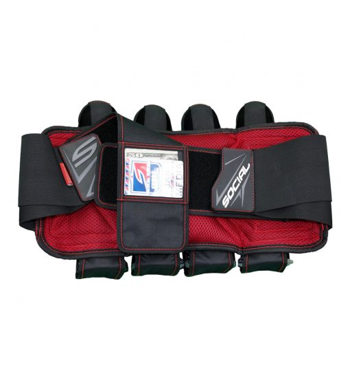 Social Paintball Grit Pack Harness 4 + 7 Black Red ID Card