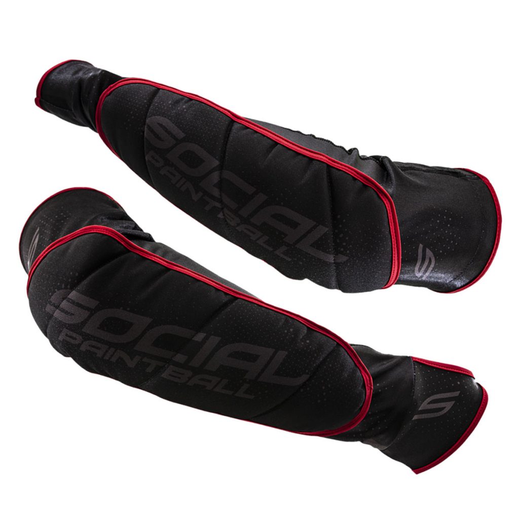 SMPL Paintball Elbow/Arm Pads, Black Red Social Paintball