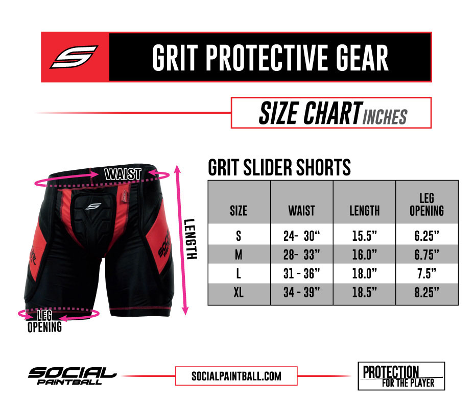 Grit Paintball Slider Shorts, Black Red - Social Paintball