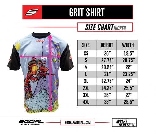 Social Paintball Custom Grit Shirt Size Chart