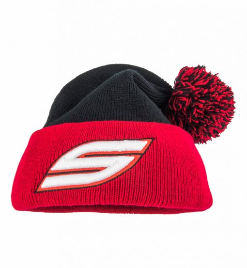Pom Pom Beanie, Black Red - Image 2