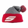 Pom Pom Beanie, Gray Red - Image 2