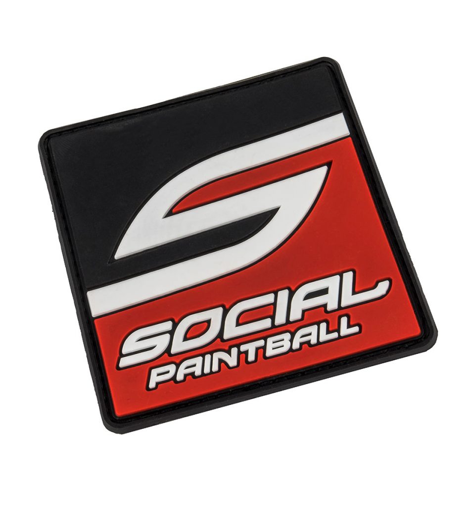 PVC Rubber VELCRO® Patch, Social "S" Red & Black Social Paintball
