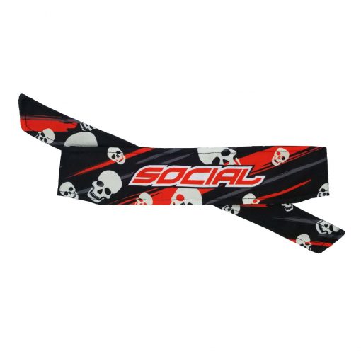 Social Paintball Headband Skulls Red Gray