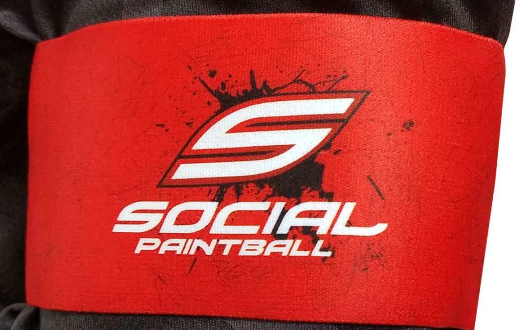 VELCRO&reg; Paintball Team Armband, Social Red