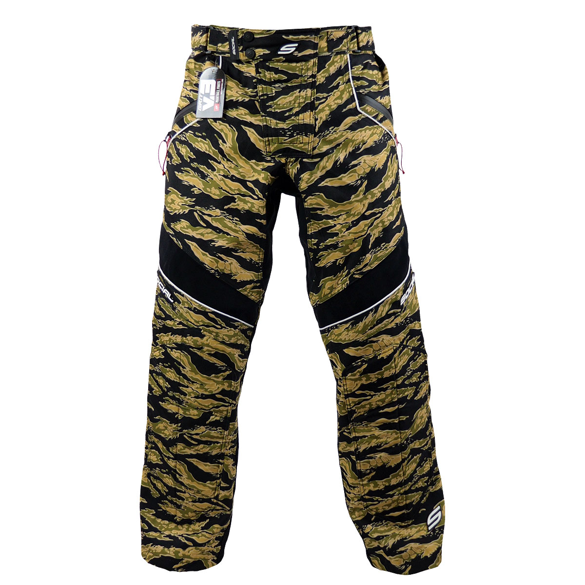 camo pants with yellow stripe