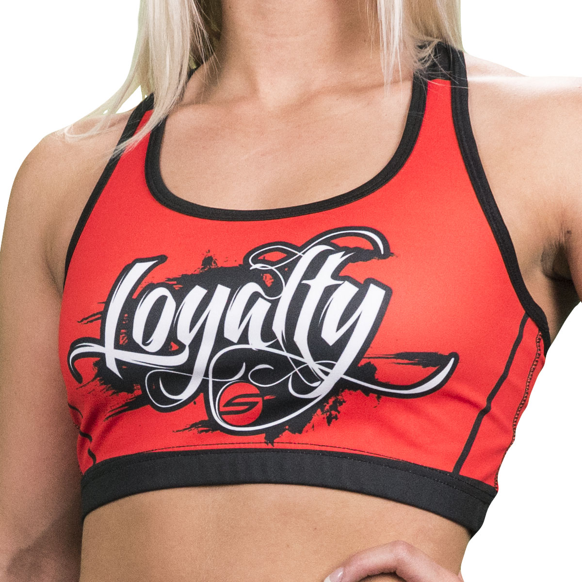 Women's Racerback Sports Bra, Loyalty Red - Social Paintball