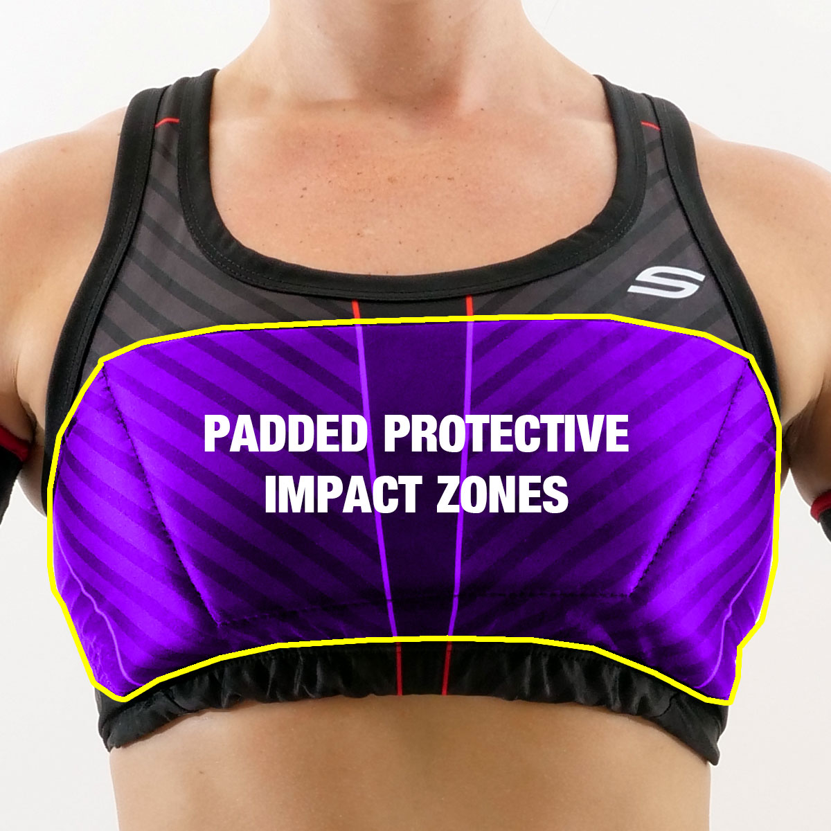 Grit Women's Racerback Padded Sports Bra, Stealth Black Social Paintball