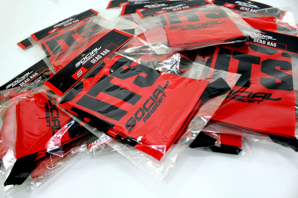 Airsoft Dead Rag,"Im Hit" Red Kill Rag w/Velcro and Reflective Strips