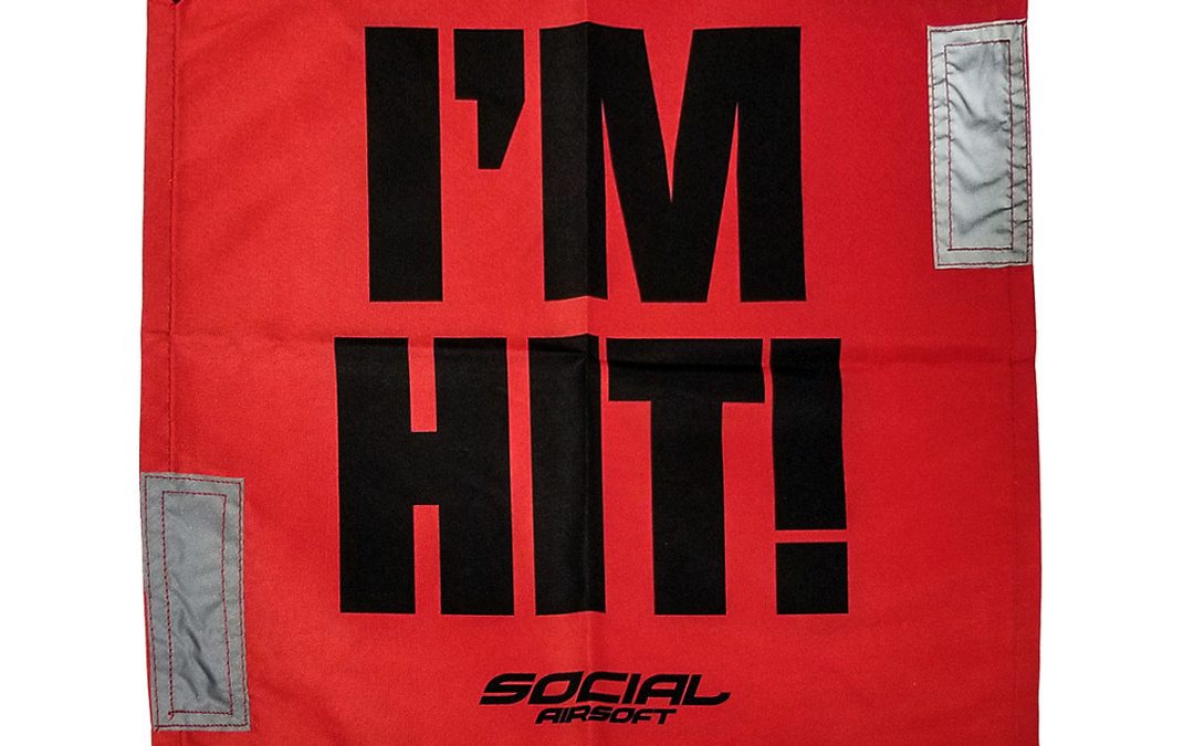 Social Airsoft Dead Rag,”I’m Hit” Red Kill Rag