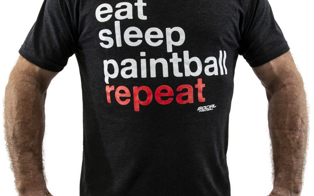 Men’s Crew Shirt, Eat Sleep Paintball Repeat Black