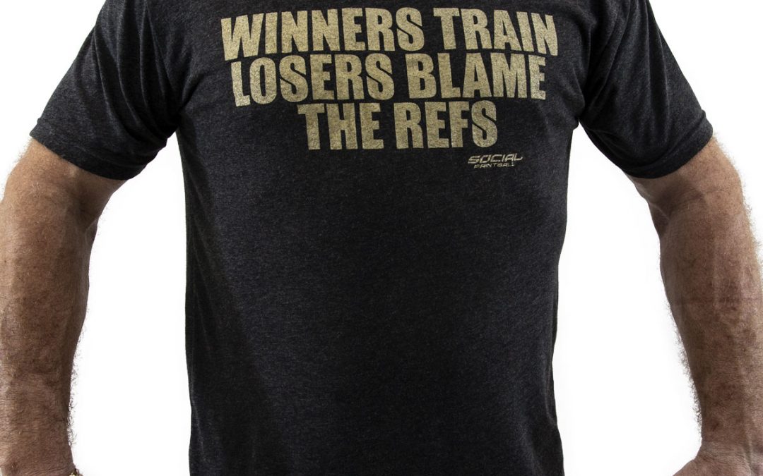 Men’s Crew Shirt, Winners Train Losers Blame the Refs