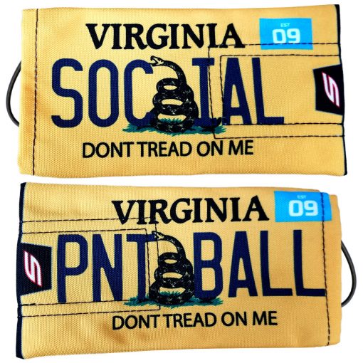 Social Paintball Barrel Cover, Virginia Yellow "Don't Tread On Me" License Plate