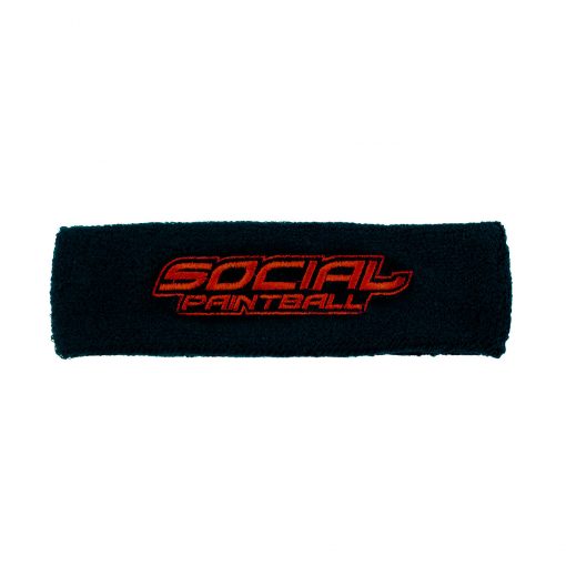 Social Paintball Sweatband, Black and Red Flat