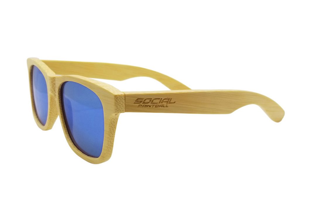 Bamboo Wood Sunglasses, Blue Mirror Lens