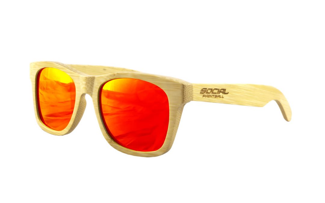Bamboo Wood Sunglasses, Red Mirror Lens