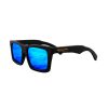 Social Paintball Black Bamboo Wood Sunglasses, Blue Mirror Lens Side View