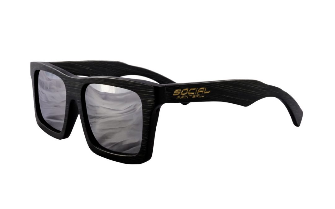 Black Bamboo Wood Sunglasses, Silver Mirror Lens