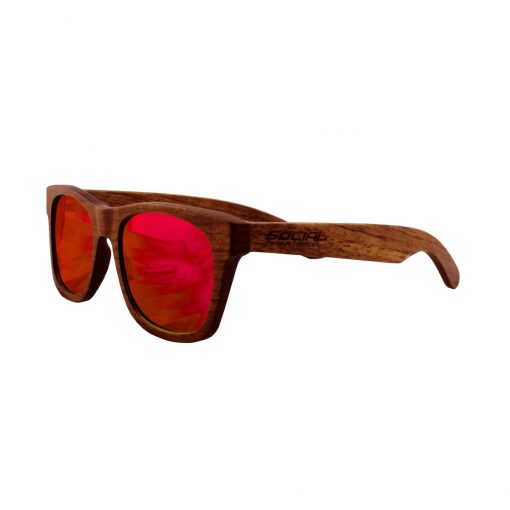 Social Paintball Rosewood Sunglasses, Red Mirror Lens Side View
