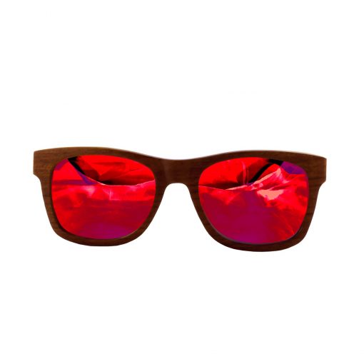 Social Paintball Rosewood Sunglasses, Red Mirror Lens Front