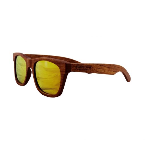Social Paintball Rosewood Sunglasses, Yellow Mirror Lens Side View
