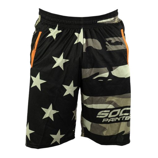 Social Paintball Grit Shorts, American Camo Front