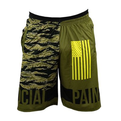 Social Paintball Grit Shorts, Tiger Olive Front