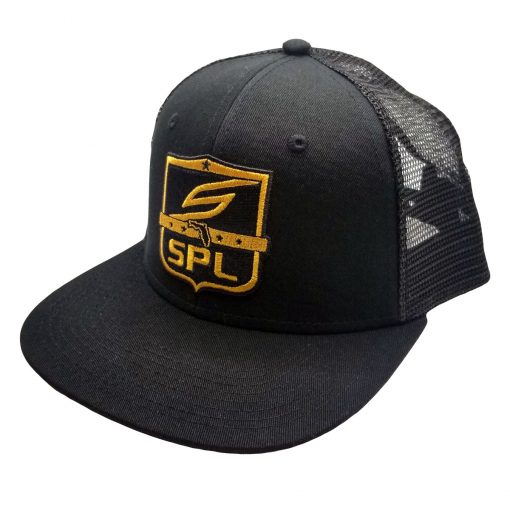 Social Paintball Snapback Hat, SPL League Shield Black Gold