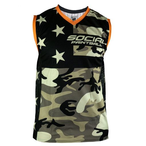 Social Paintball Grit Sleeveless Jersey, American Camo Front