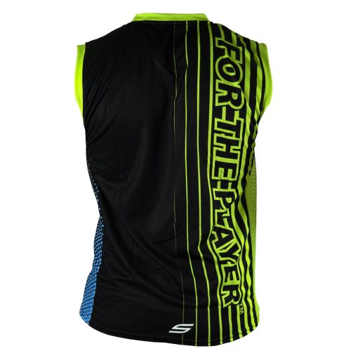 Social Paintball Grit Sleeveless Jersey, Slime Green Blue Back