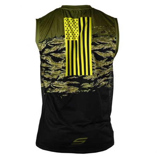 Social Paintball Grit Sleeveless Jersey, Tiger Olive Back