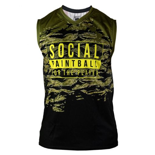 Social Paintball Grit Sleeveless Jersey, Tiger Olive Front